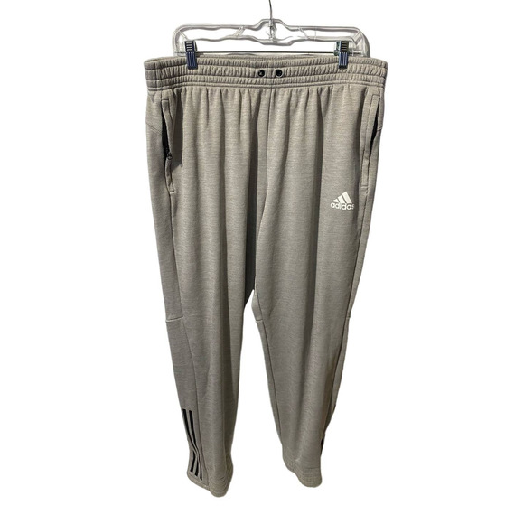 Adidas Mens Jogger Pants 2XL Gray Pockets -No Drawstring- Logo - Picture 1 of 12